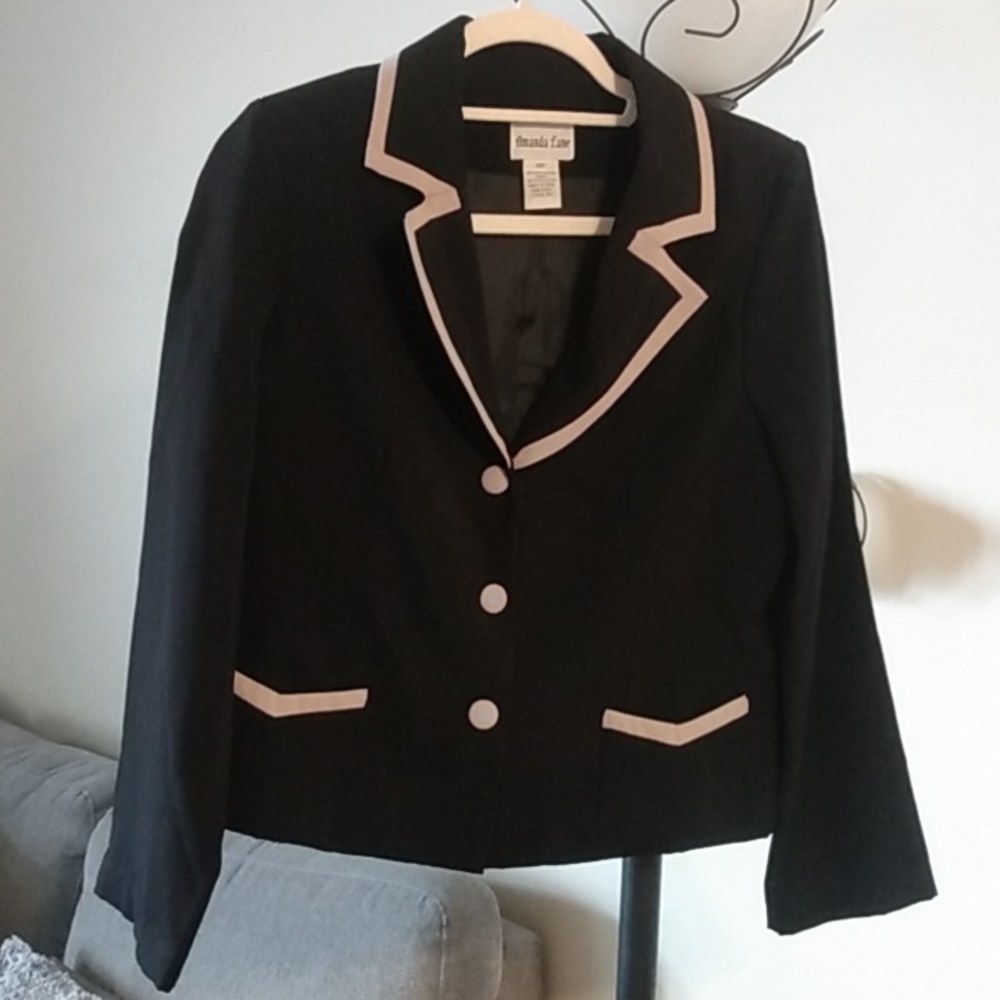 Amanda Lane Black Blazer Jacket Size 14 Petite